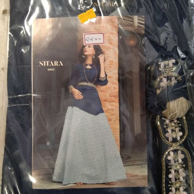 Navy blue and light blue Anarkali Suit