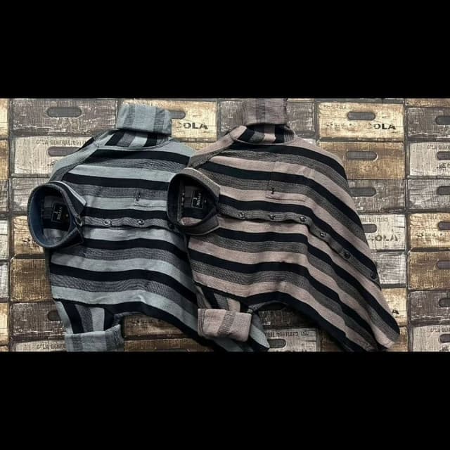 Gray, Black, Beige Shirt