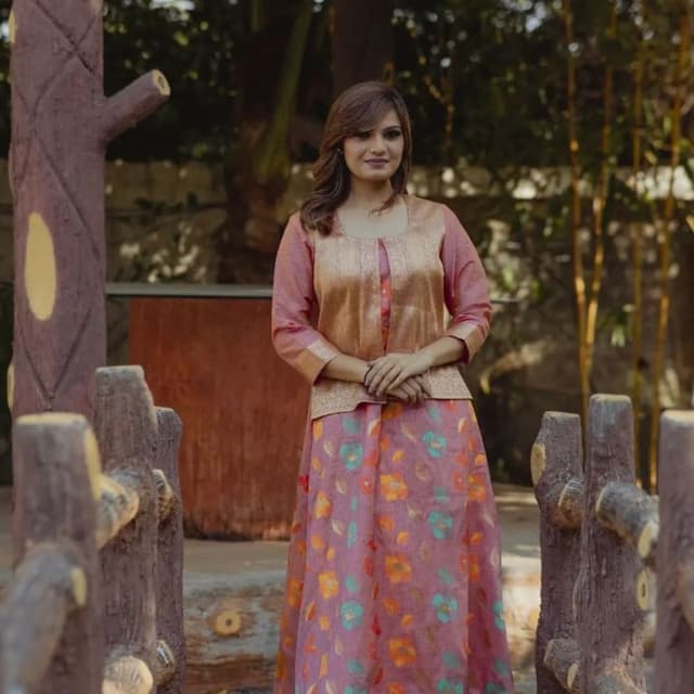 Pink, Gold, Orange, Blue Dress