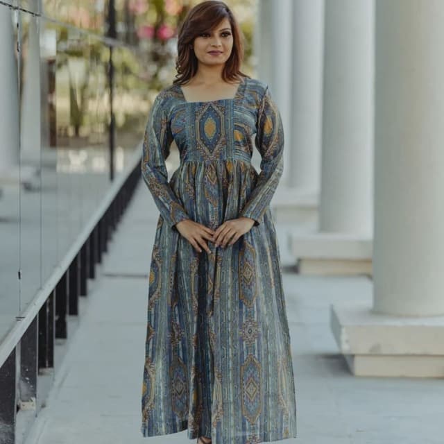 Blues, yellows, and browns Dress