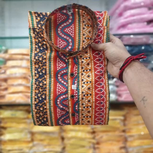 Red, Orange, Yellow, Blue, Green, White Kurta