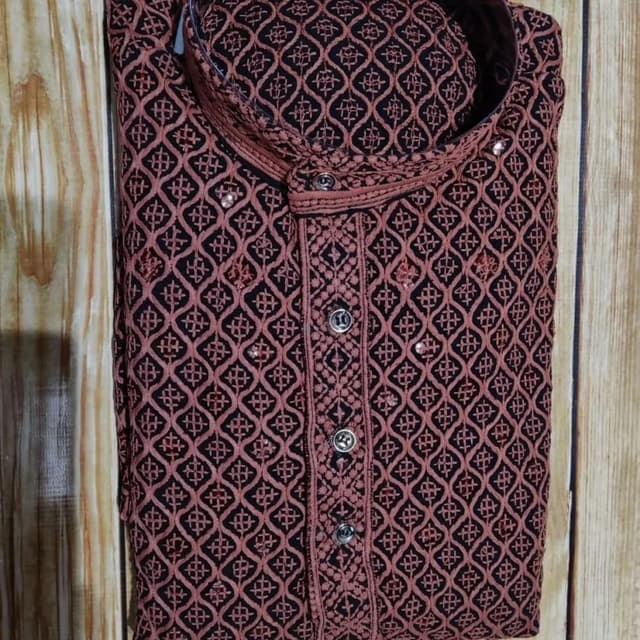 Red-brown and Black Kurta