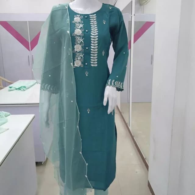 Teal, Silver Salwar Kameez