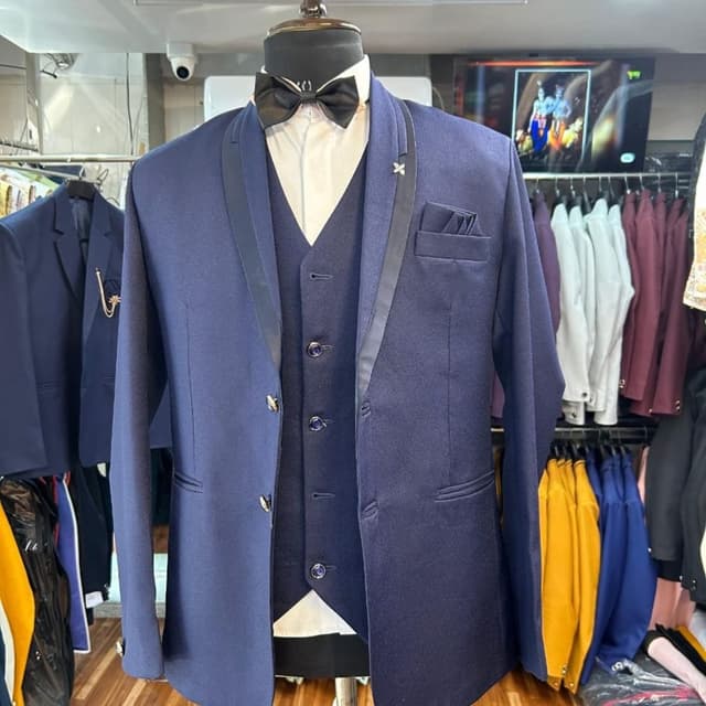 Navy Blue, Black, White Suit