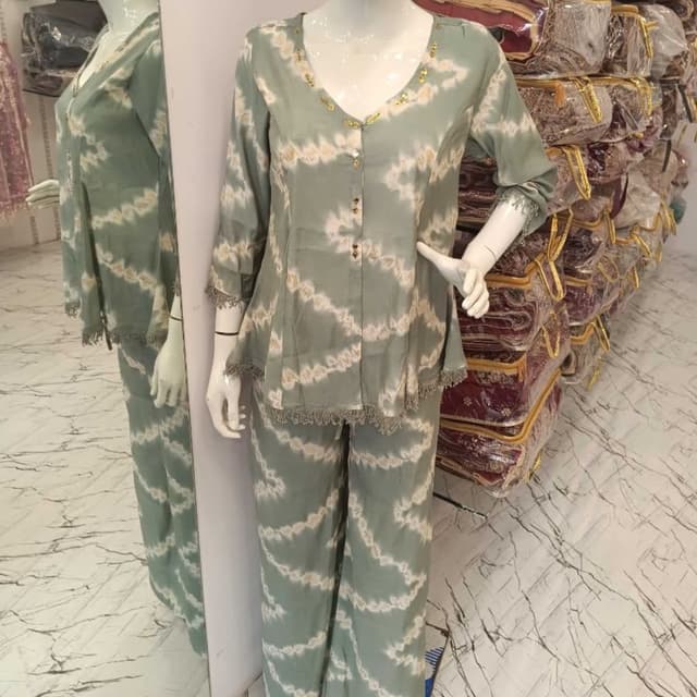 Sage green and cream Pajama set