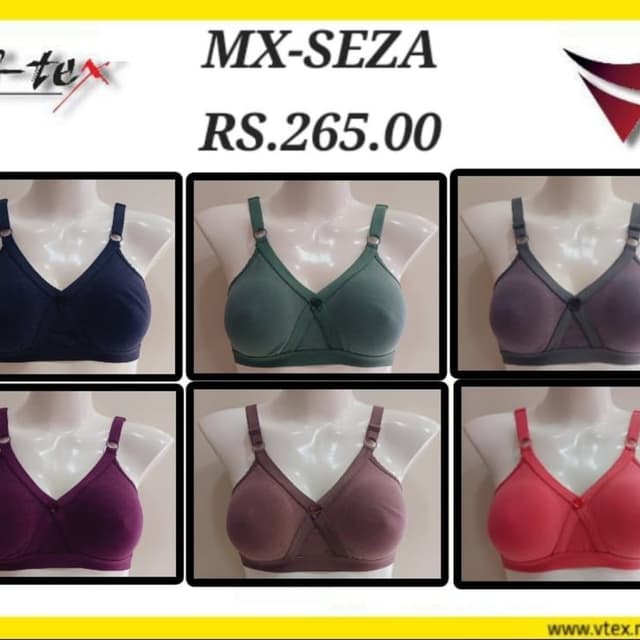 Various, including navy blue, green, purple, maroon, pink and brown. Bra