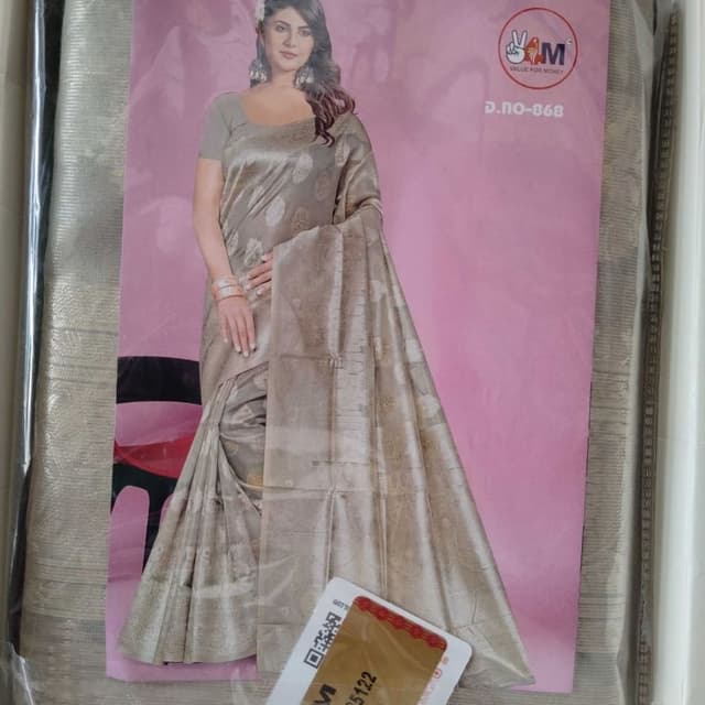 Beige and Gold Saree