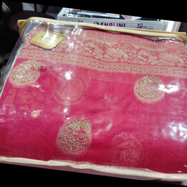 Pink and Gold Saree