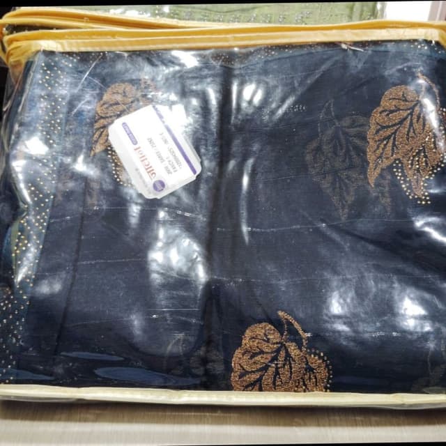 Navy Blue and Gold Saree
