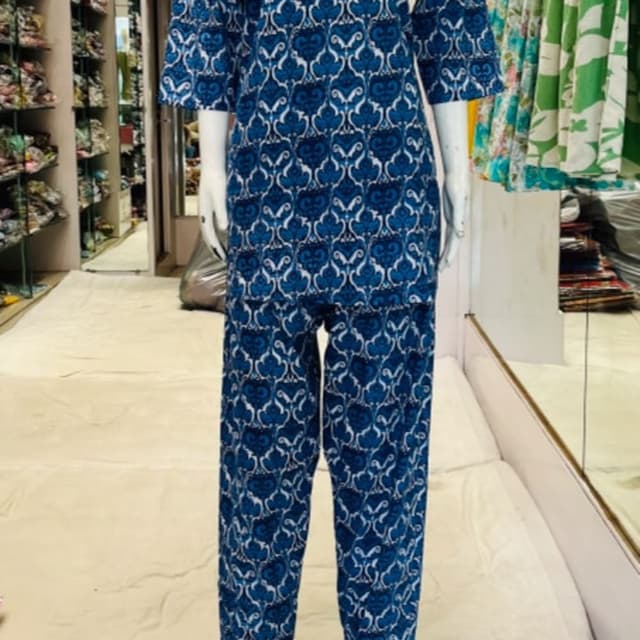 Blue and White Pajama Set