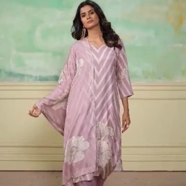 Mauve and White Kurta with Jacket