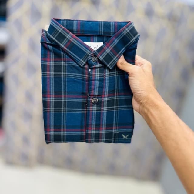 Blue, Black, Red, Gray Shirt