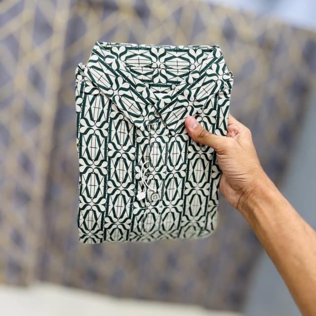 White and Dark Green Shirt