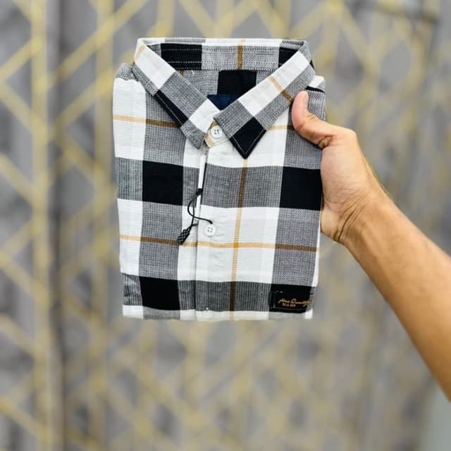 Black, White, Gray, and Tan Shirt