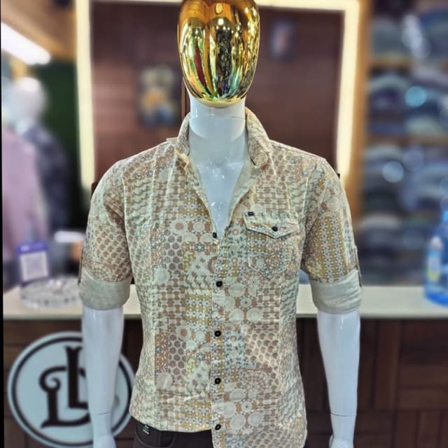 Beige, Brown, Cream, Black Shirt