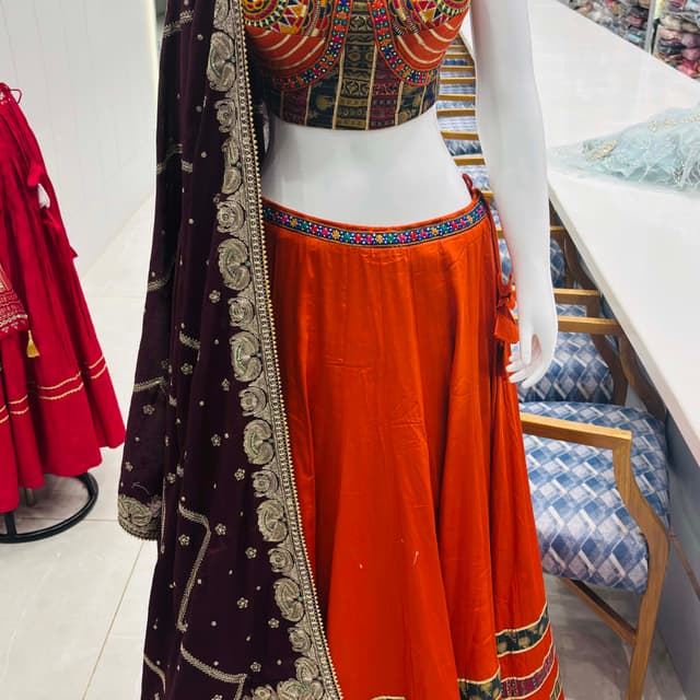 Orange, Maroon, Brown, Multicolor Lehenga Choli