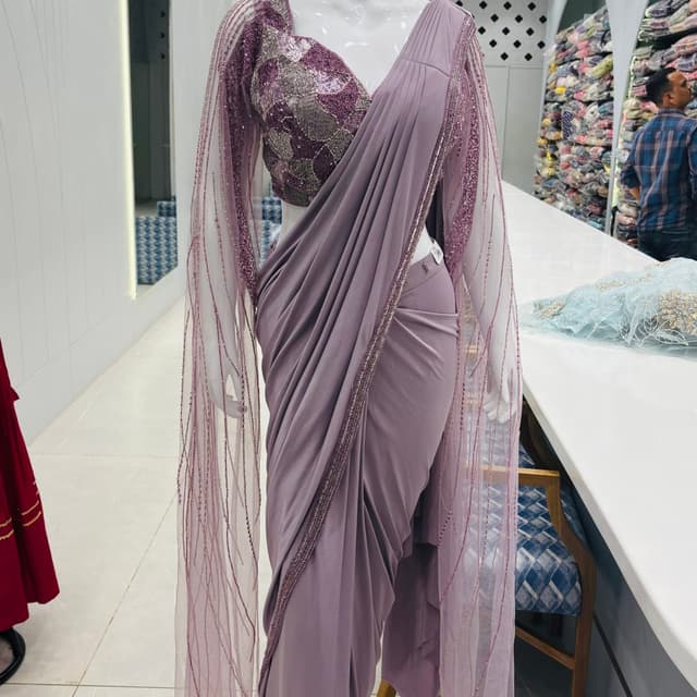 Mauve, Silver Saree