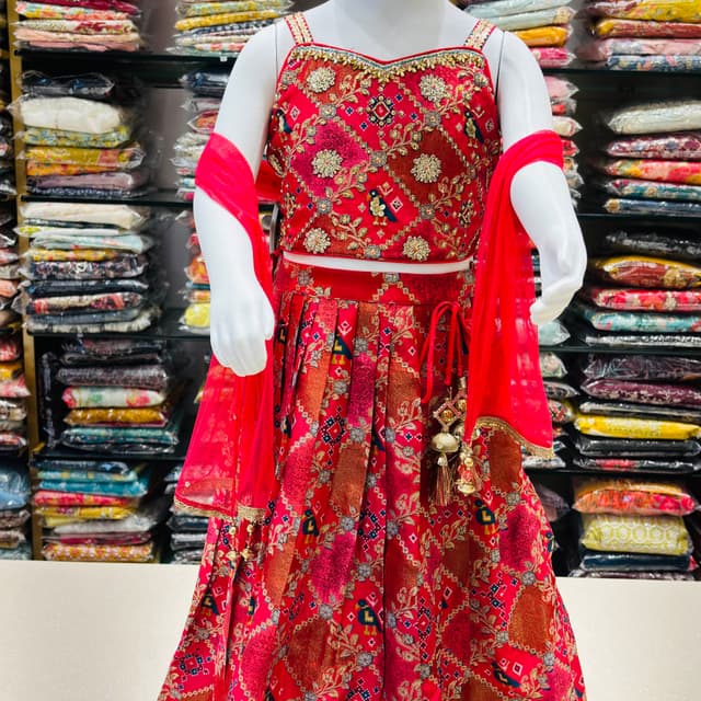 Red, Gold, and Brown Lehenga Choli