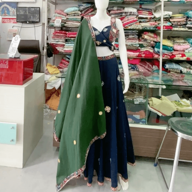 Navy Blue, Green, Multi-Color Lehenga Choli