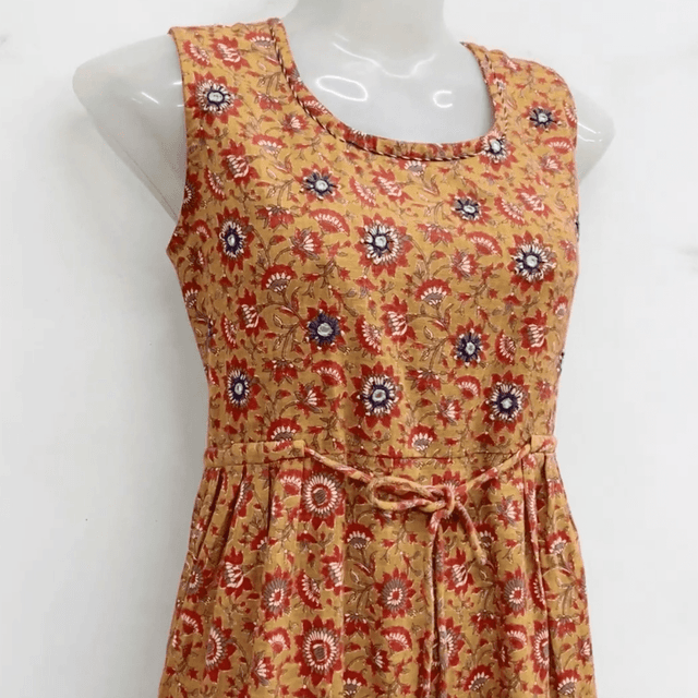 Mustard yellow with red, white, and blue accents Dress