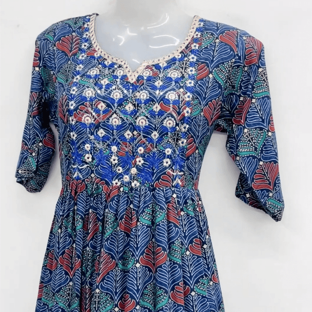 Blue, Red, Teal, White Dress