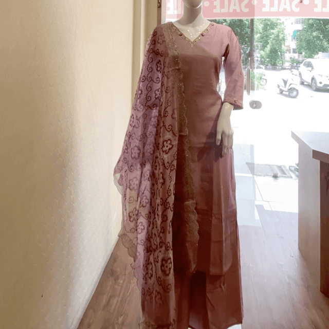 Mauve and Cream Salwar Suit