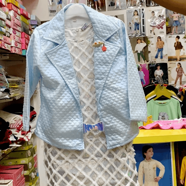 Light Blue and White Dress and Jacket