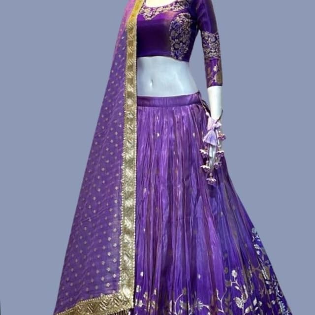 Purple and Gold Lehenga Choli