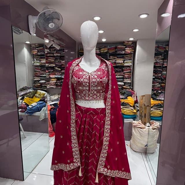 Maroon, Gold, White Lehenga Choli with Jacket