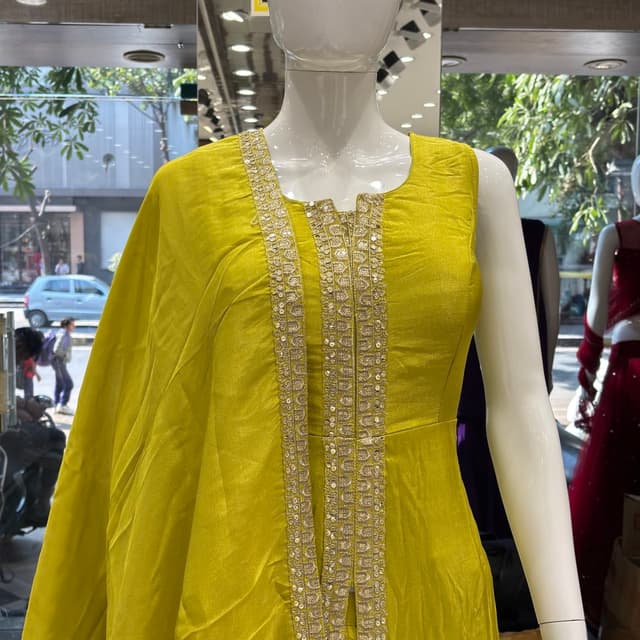 Yellow and Gold Anarkali Suit