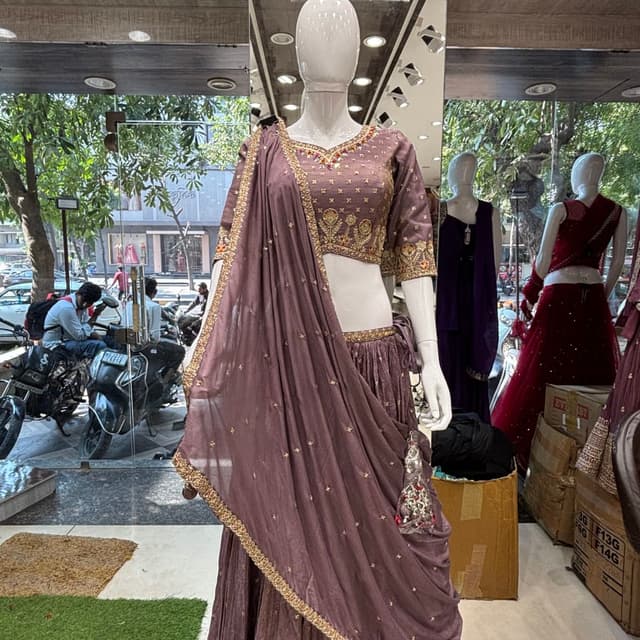 Mauve with Gold Lehenga Choli