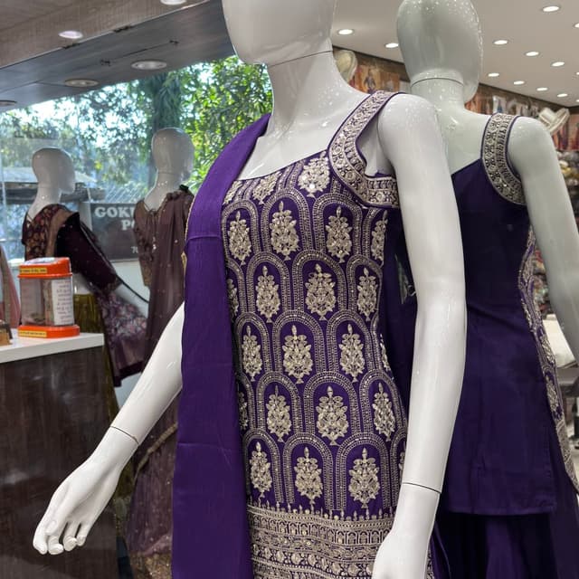 Purple and Silver Salwar Kameez Suit