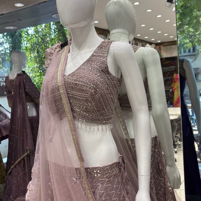 Mauve, Silver, Gold Lehenga Choli