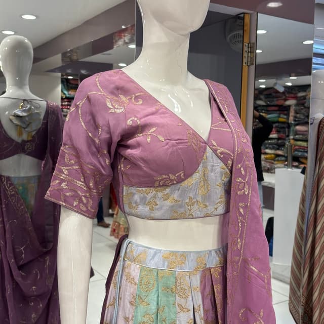 Mauve, Silver, Gold, and Pastel Shades Lehenga Choli