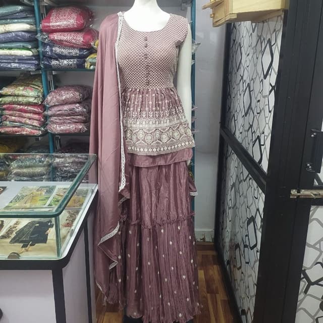 Mauve, White Sharara Set