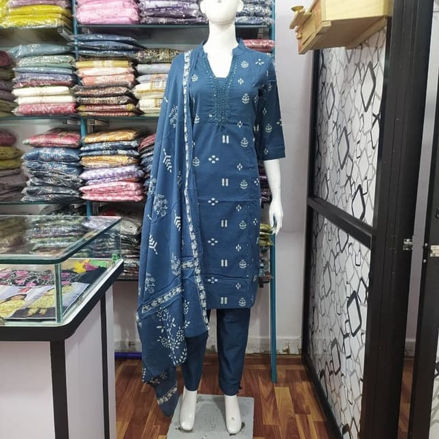 Blue and White Salwar Suit Set