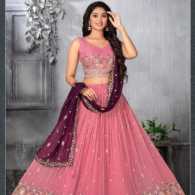 Pink and Purple Lehenga Choli