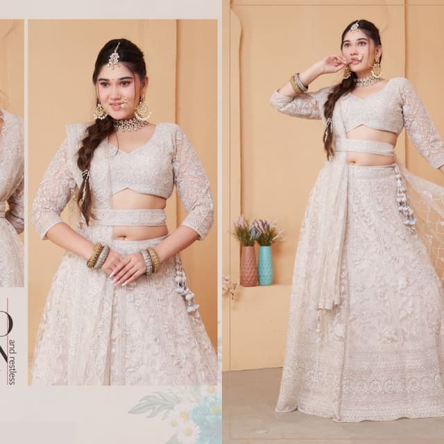 Ivory, Silver Lehenga Choli