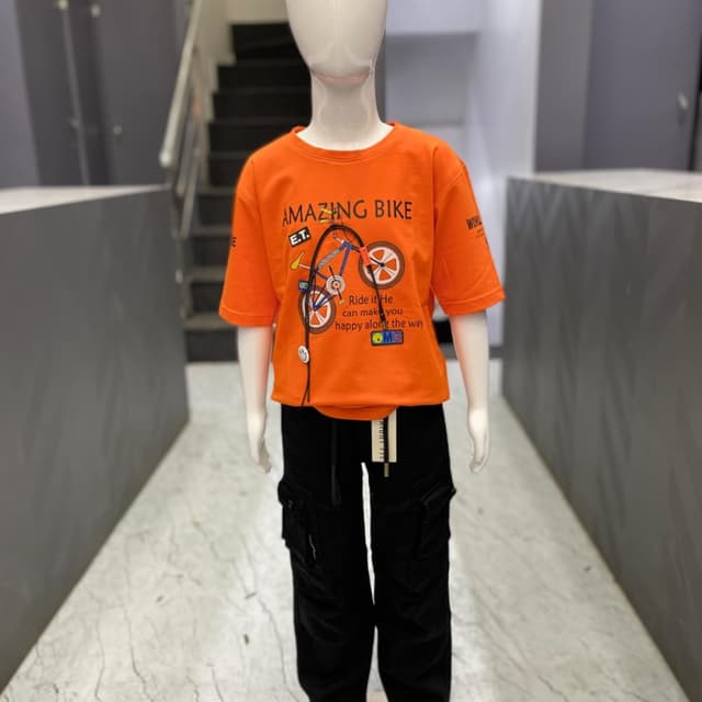 Orange and Black T-shirt and Pants set