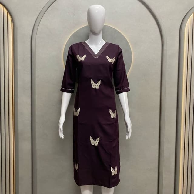 Dark Purple with Cream/Beige Kurti