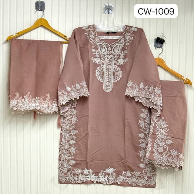 Mauve with white Kurta Set