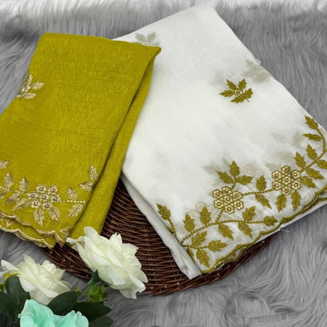 White and Green Saree