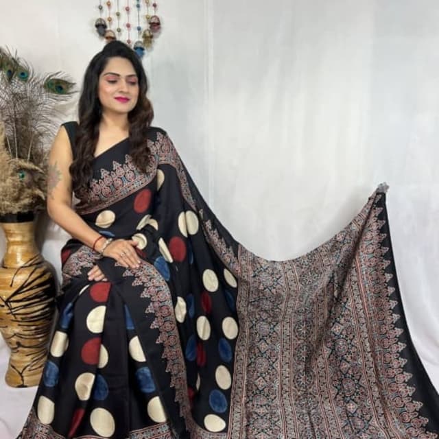Black, Red, Blue, Beige, and Earth tones Saree