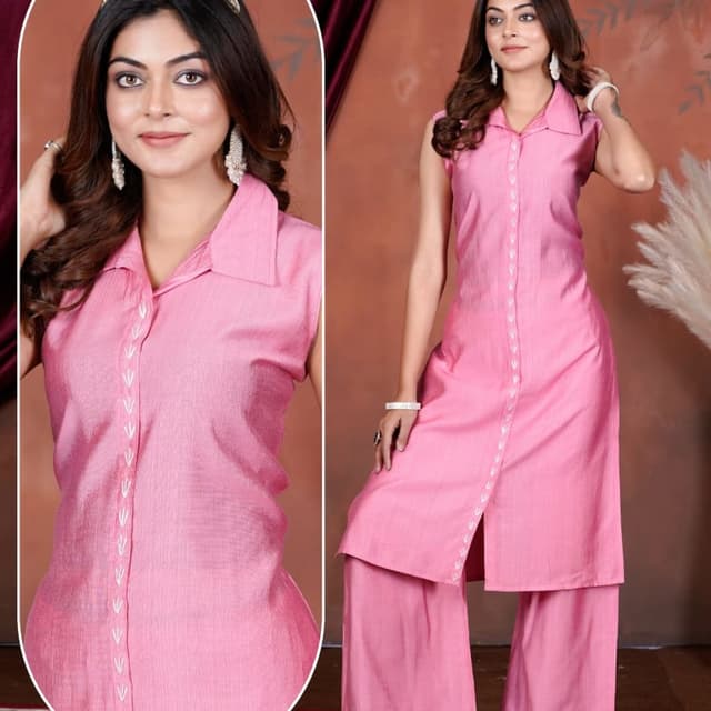 Pink Kurta with Palazzo Pants