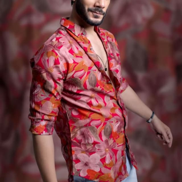 Red, Pink, Orange, Brown Shirt