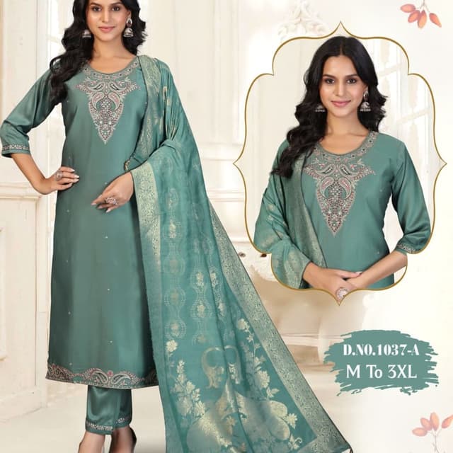 Teal, Gold, Pink, and Red Salwar Suit