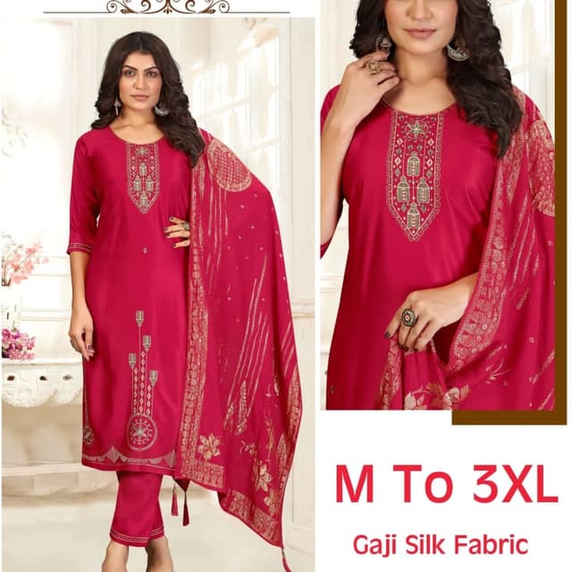 Magenta and Gold Salwar Kameez Suit