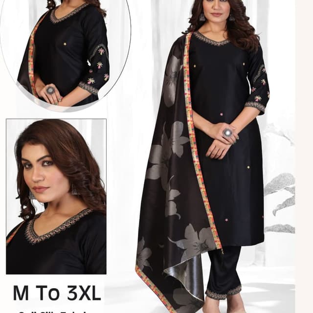 Black with multicolor accents Salwar Kameez Suit