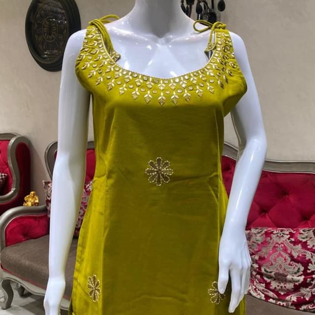 Olive Green with Gold Kurta
