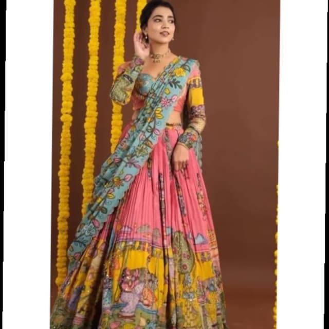 Pink, Yellow, Blue, Green Lehenga Choli